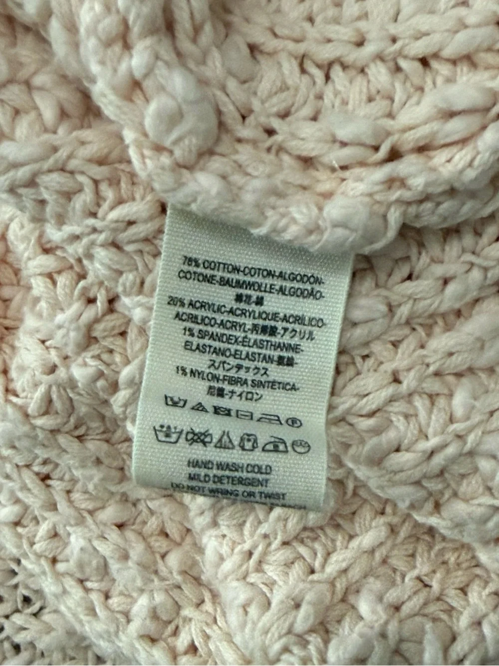 Free People Waterfront Cardigan Open Front Chunky Knit Cozy, Peach Fuzz size S
